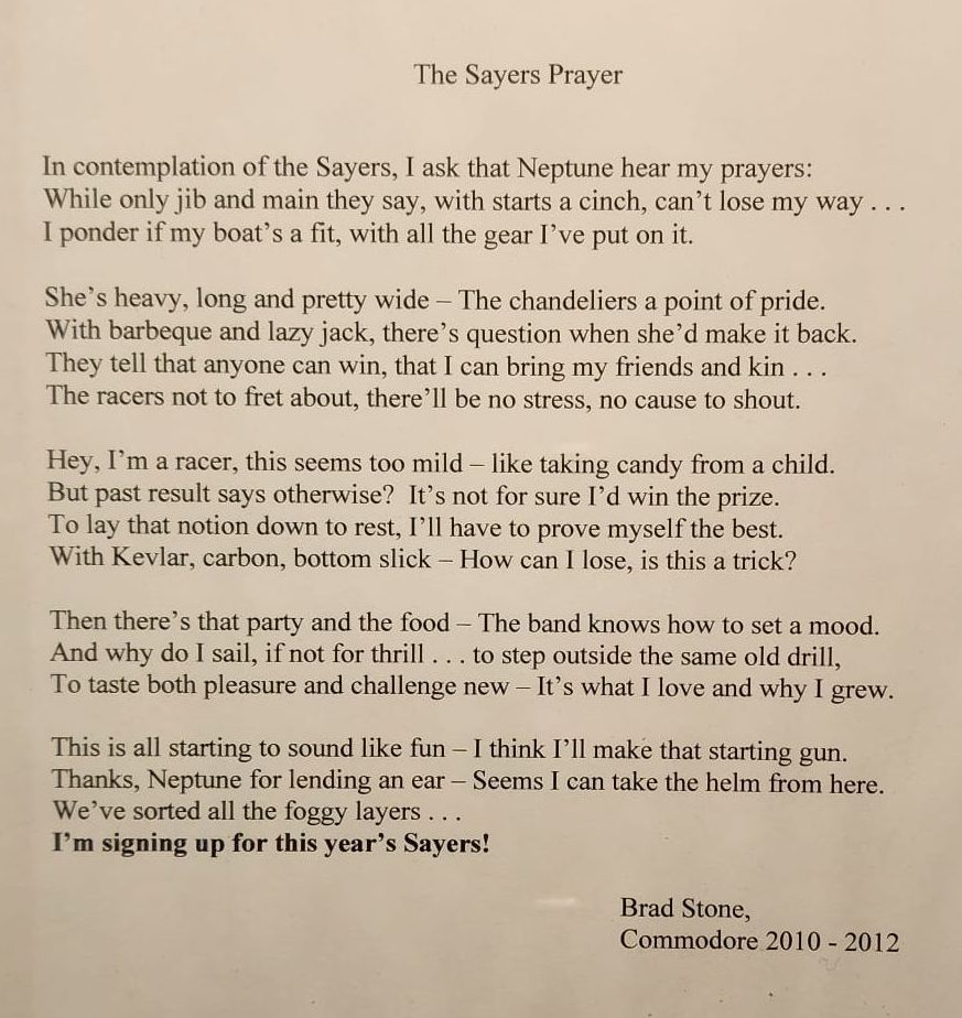 Sayers Series invocation written by Brad Stone, former Commodore 2010-2012.